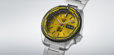 Seiko 5 Sports Mooneyes Limited Edition diagonal view, header image