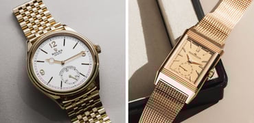 Sunday Morning Showdown: Rolex 1908 Yellow Gold Vs. Jaeger-LeCoultre Reverso Tribute Monoface Small Seconds Pink Gold