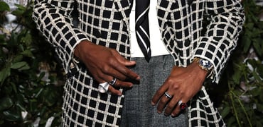 Colman Domingo wearing unreleased Moonshine Gold Omega Speedmaster