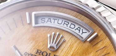 Rolex Day-Date ref. 18239 birchwood dial up close