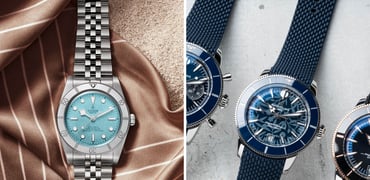 Sunday Morning Showdown: Tudor Black Bay 54 “Lagoon Blue” Vs. Breitling SuperOcean Heritage B31 Automatic 40 Kelly Slater Edition