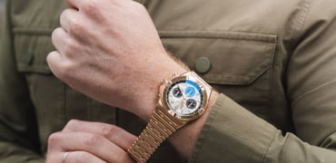 putting Breitling Chronomat B01 42 Erling Haaland on wrist