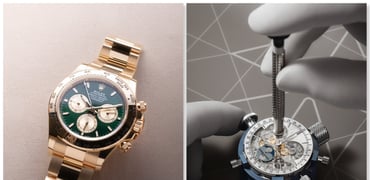 Watches Or Watchmaking collage with Rolex Daytona and Vacheron Constantin movement