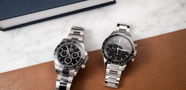 Rolex Cosmograph Daytona ref. 126500LN-0002 and Omega Speedmaster Calibre 321 side by side