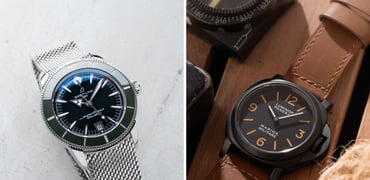 Panerai Luminor Marina Militare PAM05218 Vs. Breitling Superocean Heritage B31 Automatic 42 header collage