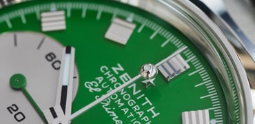 green-dial Zenith Defy Chronograph USM macro shot