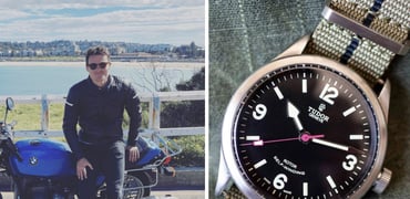 Henry with his BMW motorcycle and Tudor Heritage Ranger, header collage