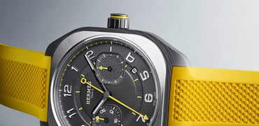 Hermès H08 Chronographe ref. W403131WW00 on side, crown up
