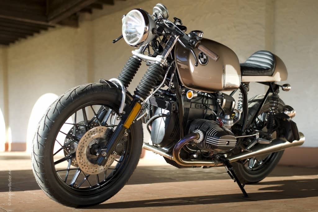 A modern café racer based on a BMW boxer by Kevils Speedshop.