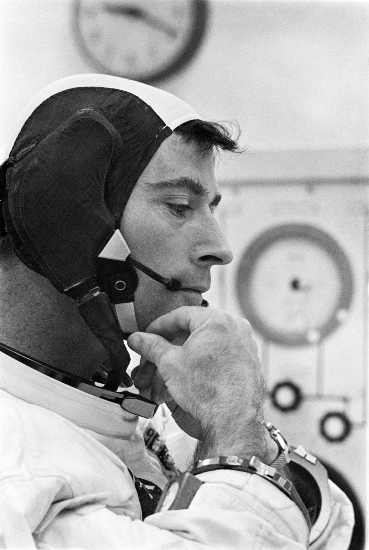 John W. Young suiting up for Apollo X John W. Young suiting up for Apollo X