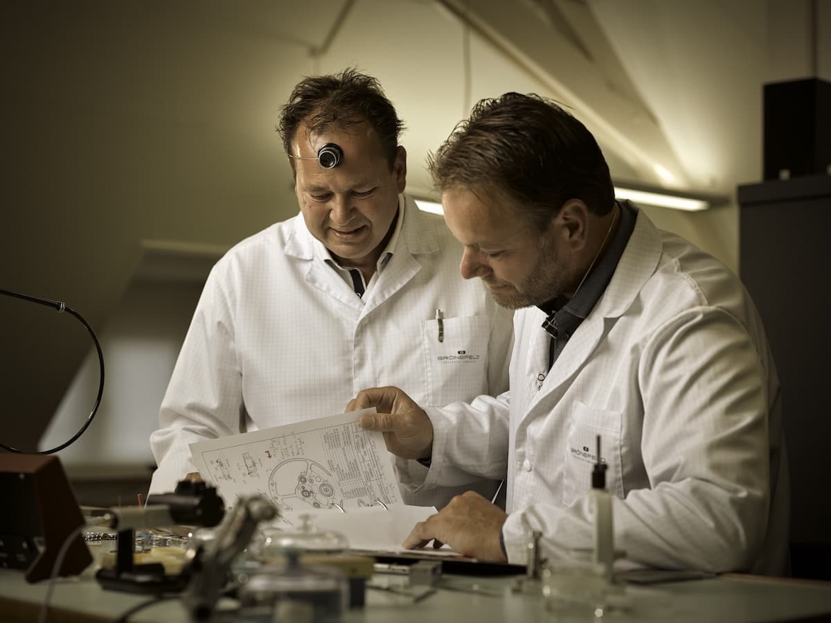 Watchmakers Tim and Bart Grönefeld in their atelier