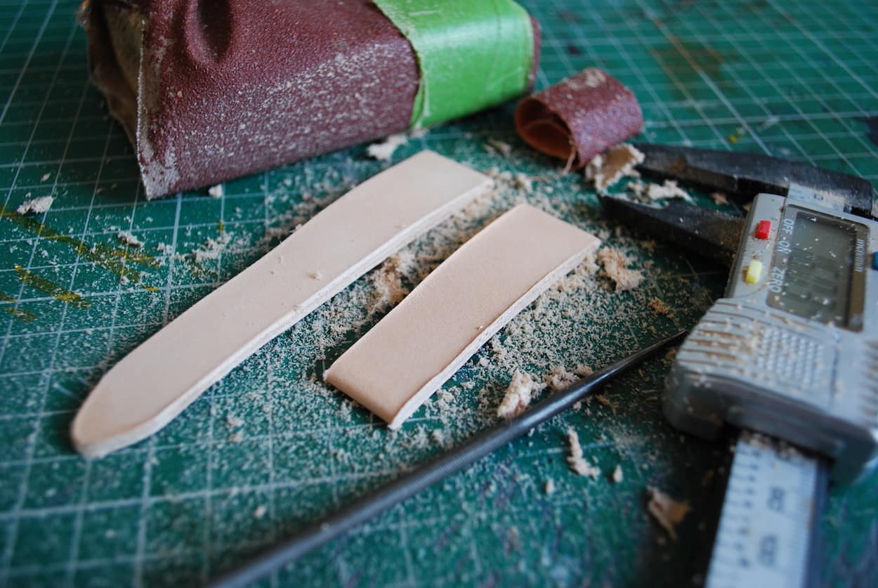 Sanding and measuring on BCatt watch straps