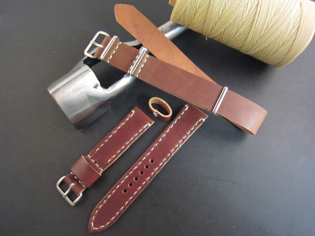 Two straps from Rover Haven: an Arts & Crafts piece and a Mil strap