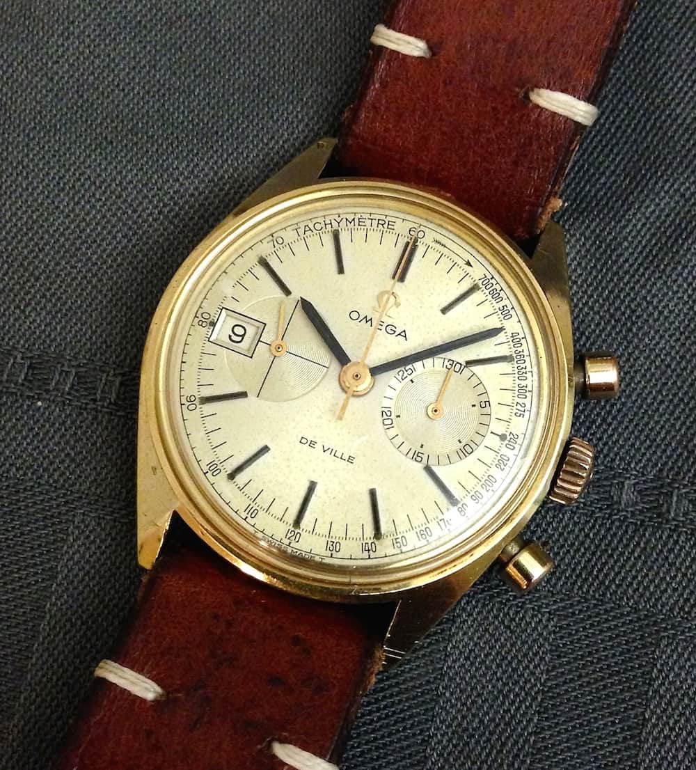A healthy dose of patina on the Omega DeVille chronograph, but it's a stunner of a watch!