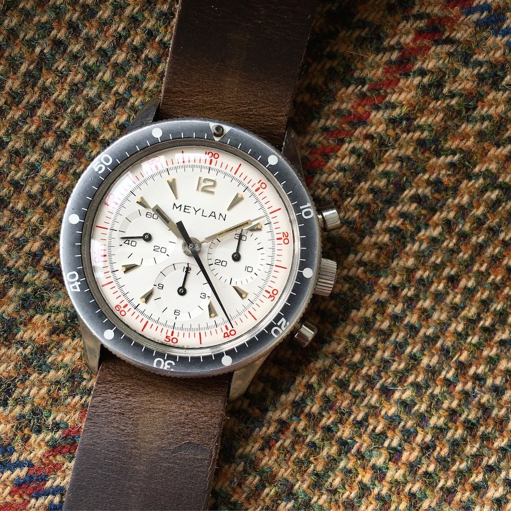 The Meylan Chronograph has great colors - a white dial is a nice change in direction.