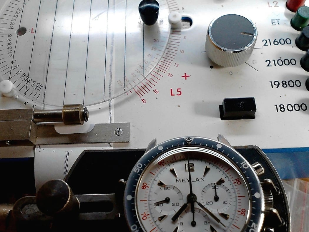 The Meylan Chronograph on the timer in Athens.