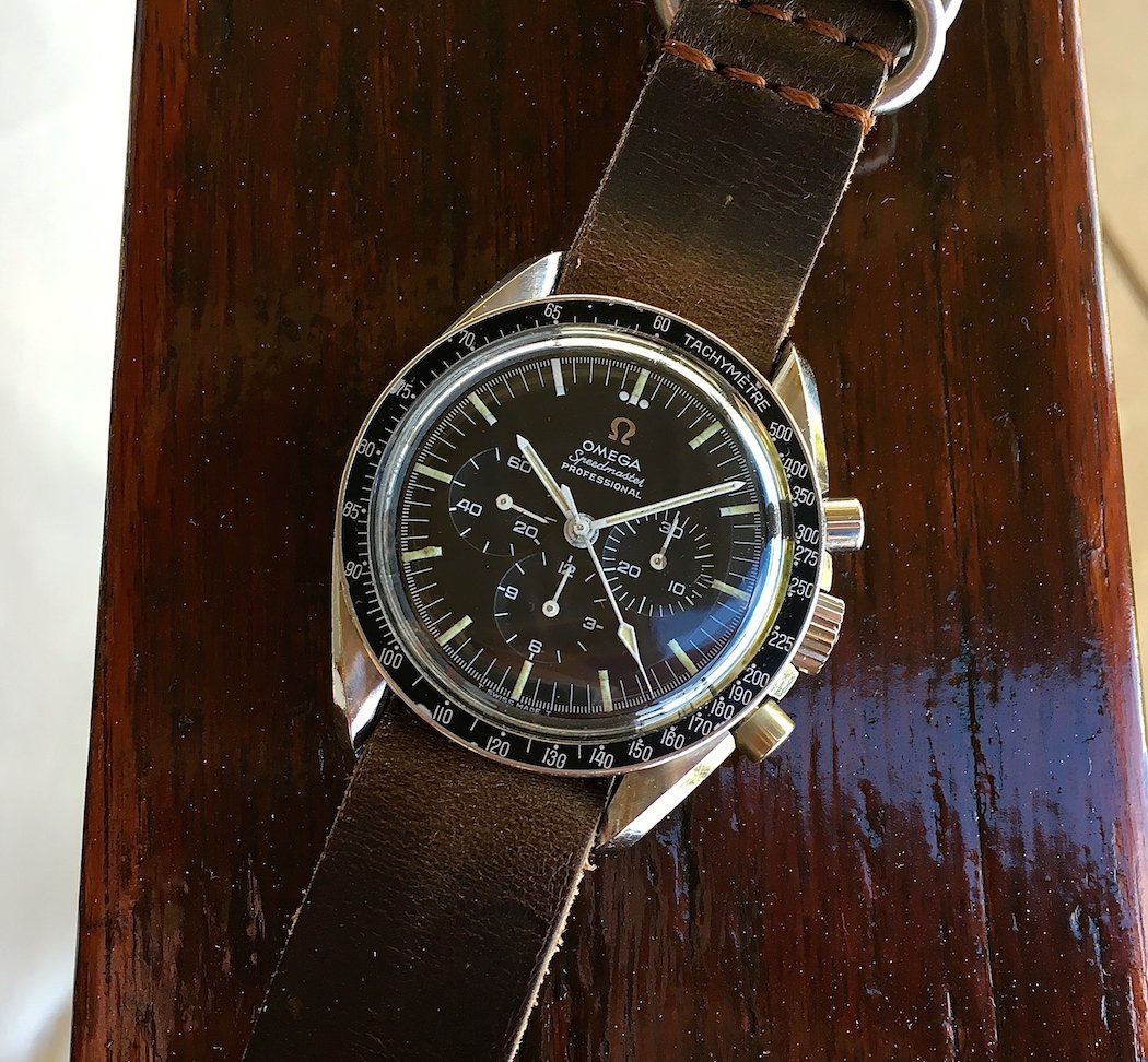 The Omega Speedmaster 145.012 with some typical missing lume at the hours