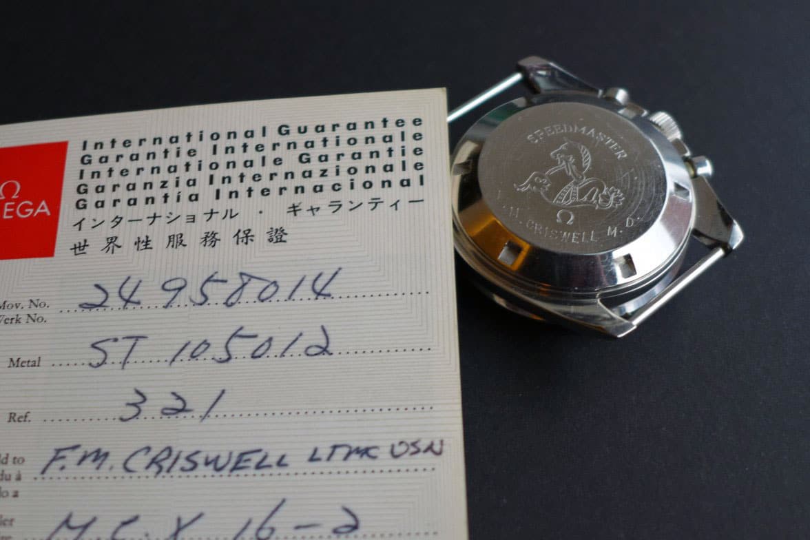 Engraved caseback of the Omega Speedmaster Professional 105012-66CB