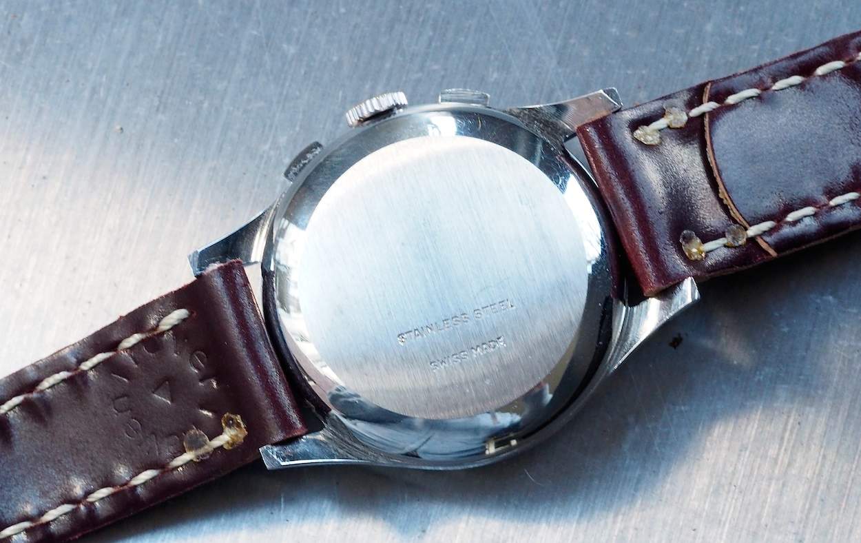 The snapping case back on the Clebar chronograph