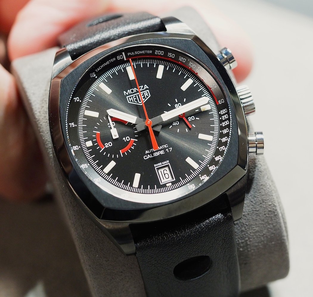 The TAG Heuer Monza contains a lovely dial with a sunburst finish that works well with the case