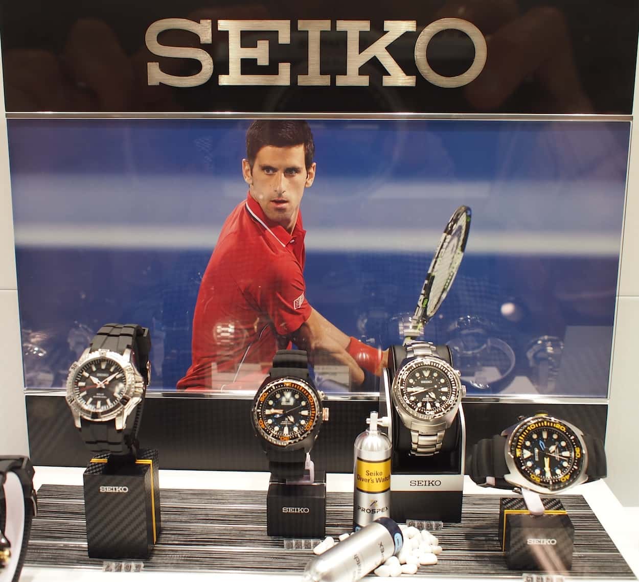 Djokovic was proudly featured throughout the Boutique