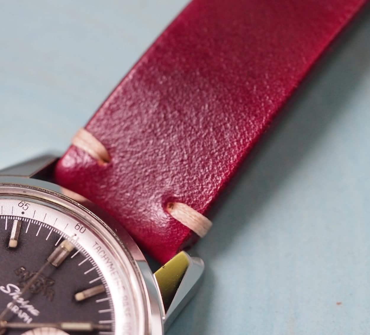 The BCatt watch strap in burgundy