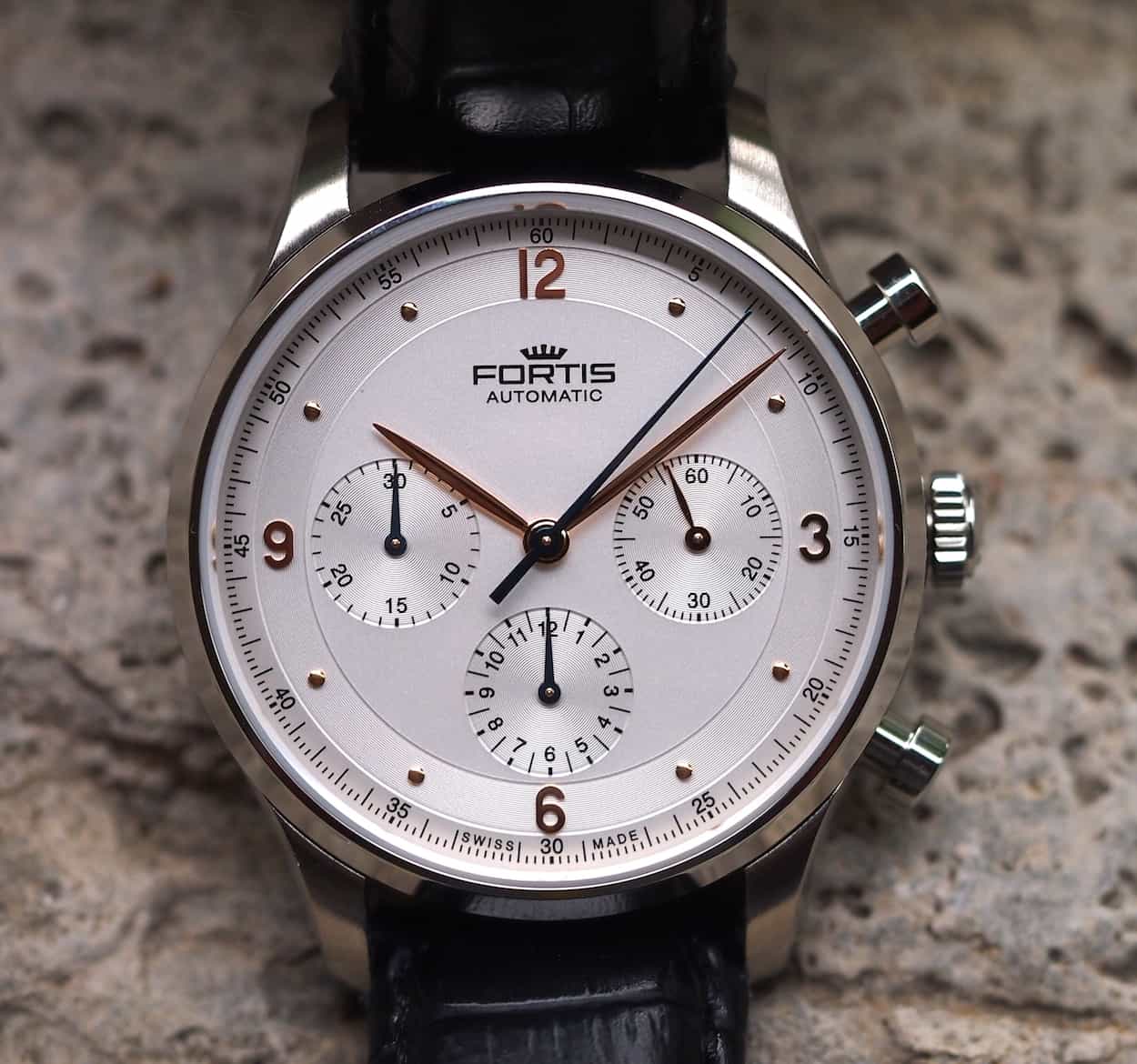 Fortis Tycoon rose gold plated details