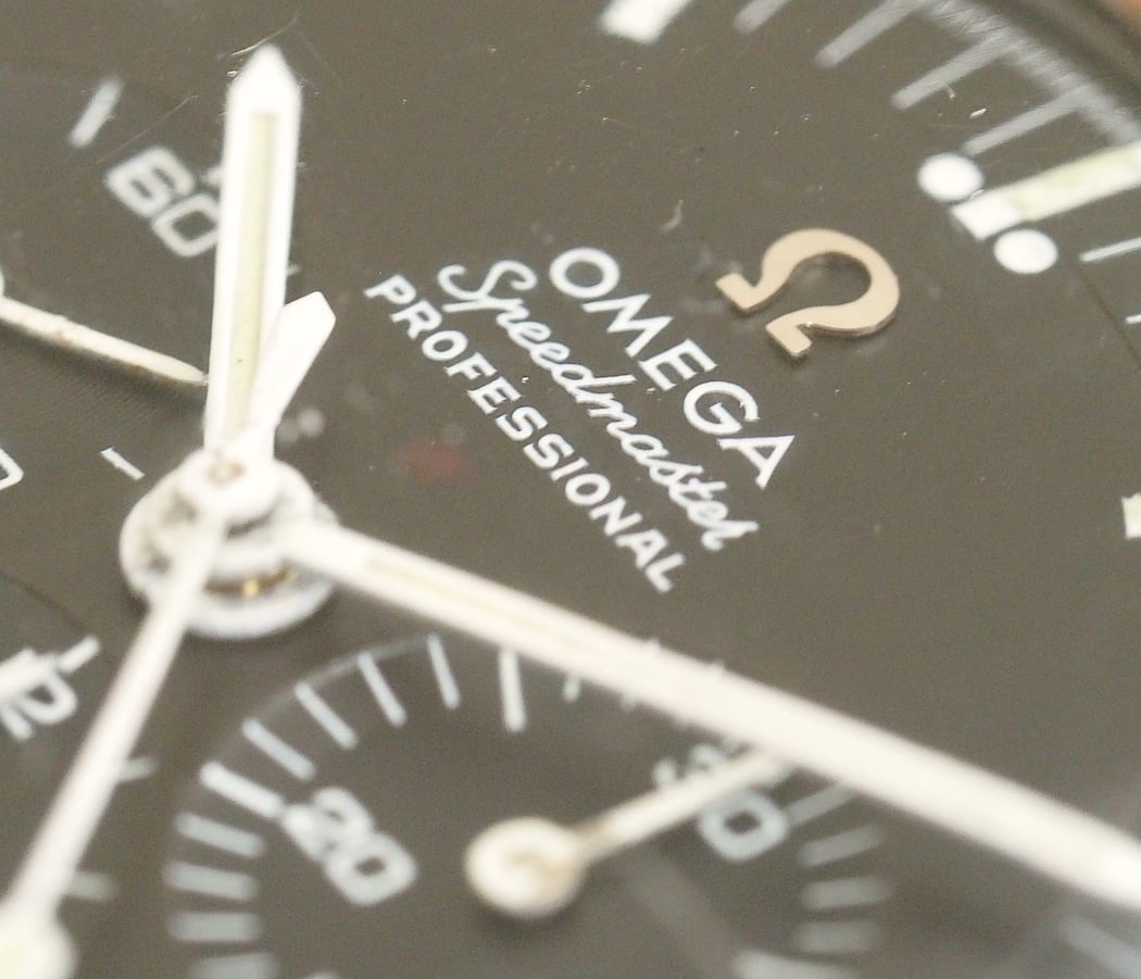 Another view of the Omega Speedmaster 145.012 applied logo