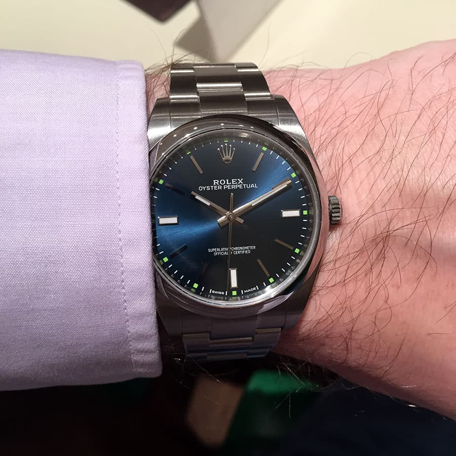 Blue dial Rolex Oyster Perpetual 114300