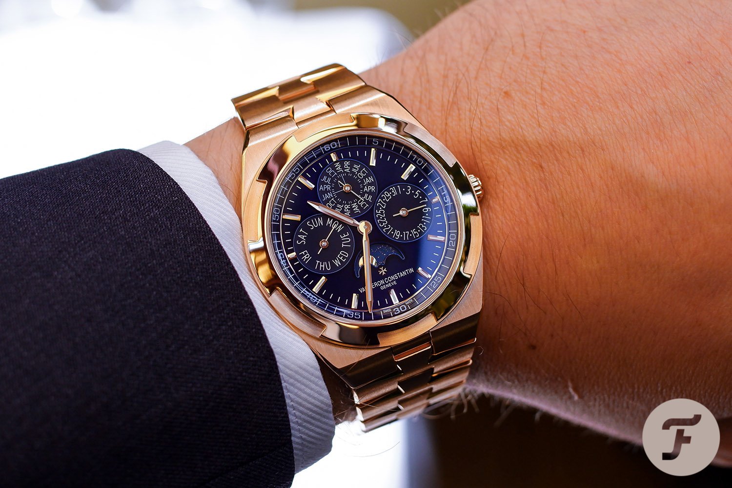 F】 New Pink Gold Vacheron Constantin Overseas Chronograph