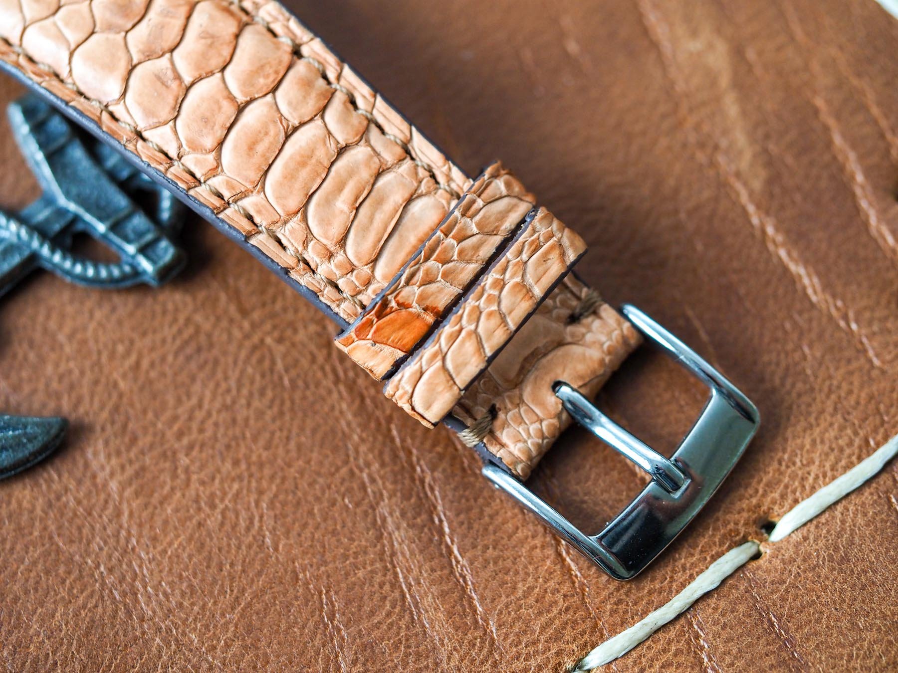 Oscar Black Handcrafted Ostrich Leg Leather Watch Strap
