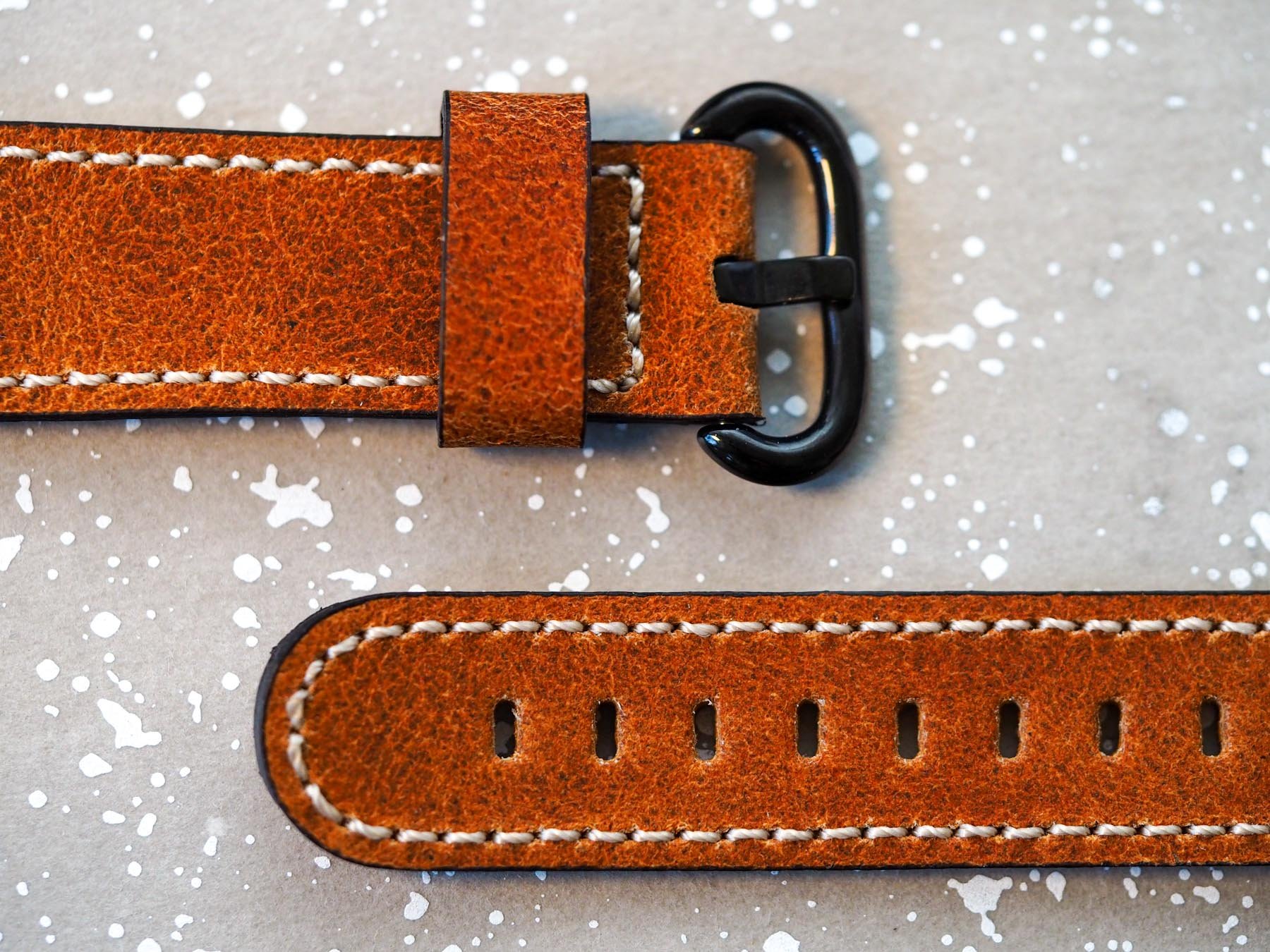 【F】 Fluco Crazy Horse Apple Watch Leather Strap In Whiskey Brown
