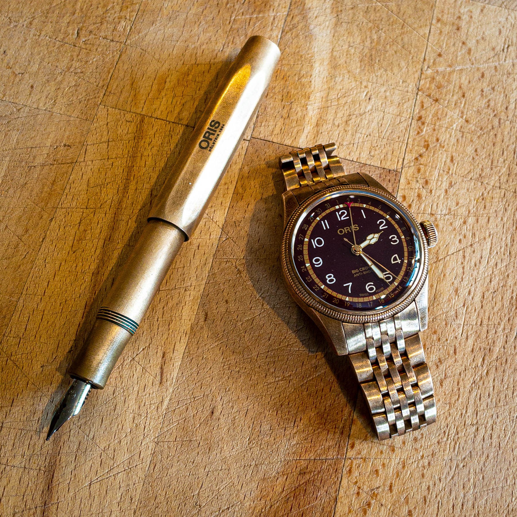 【F】 Strap Check "Fratelloris" Big Crown Bronze On OEM Oris Bracelet