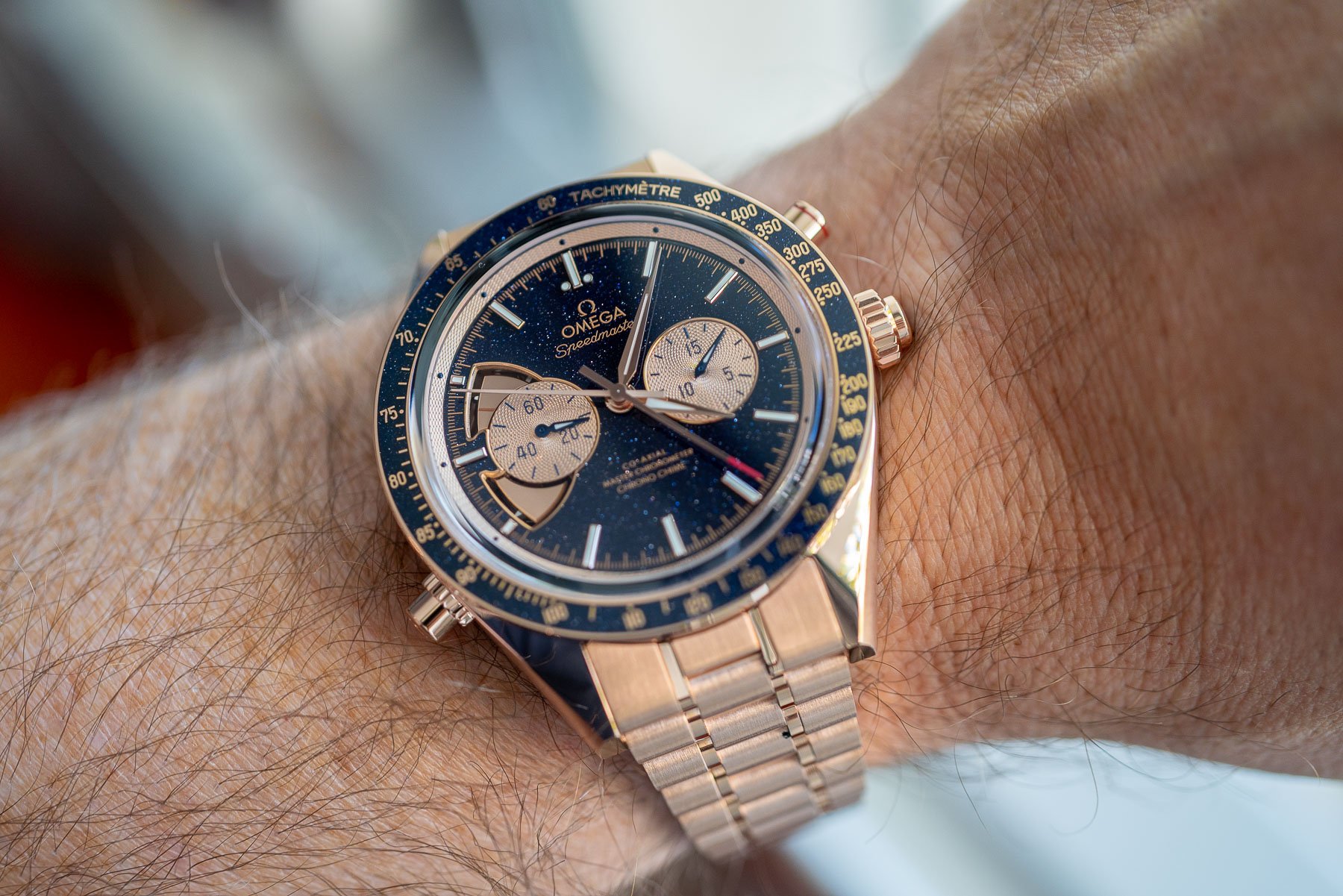 So this is what it is!!! The Speedmaster Chrono Chime in 18k Sedna