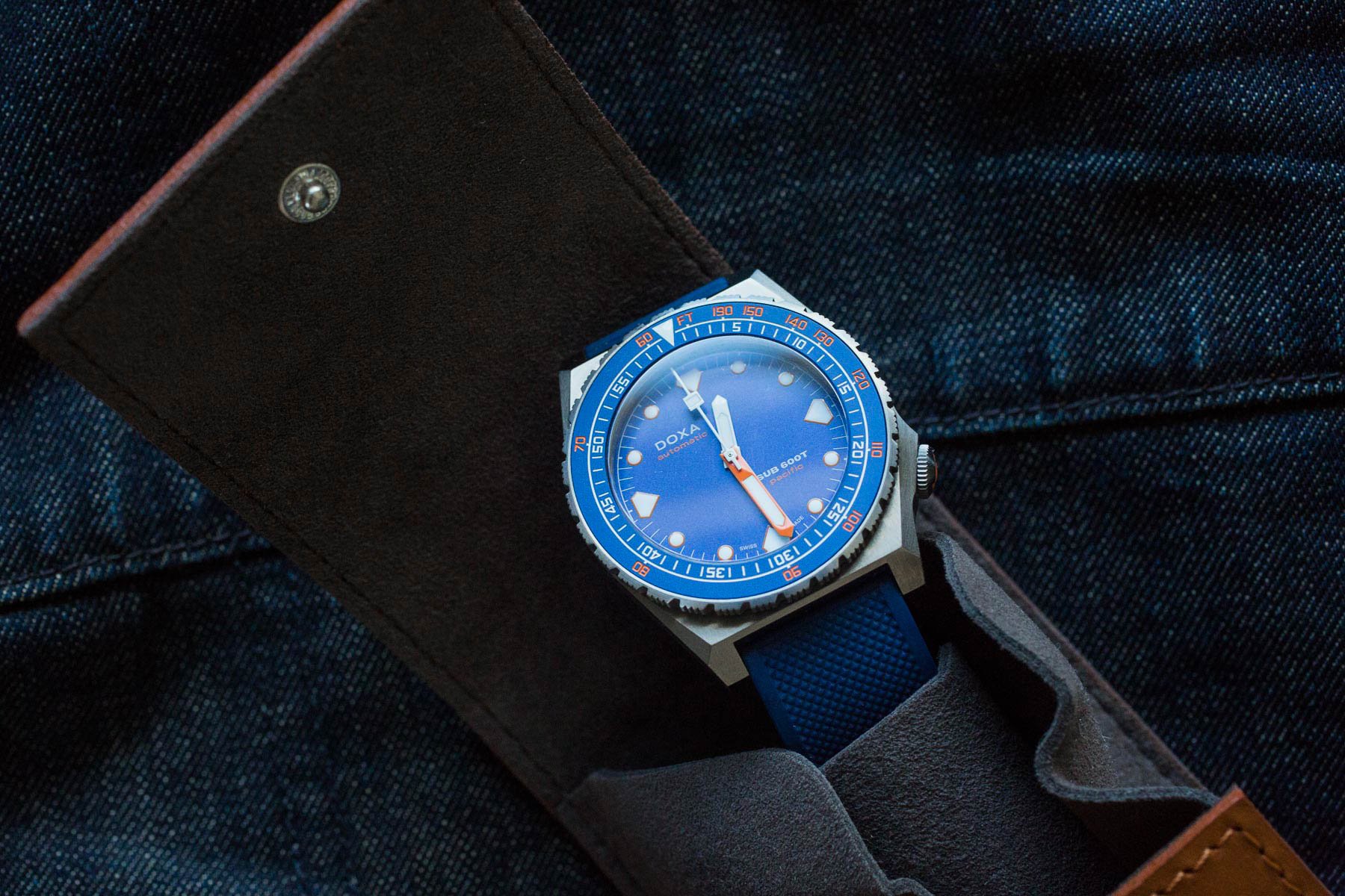 Doxa Sub 600T Pacific in watch pouch