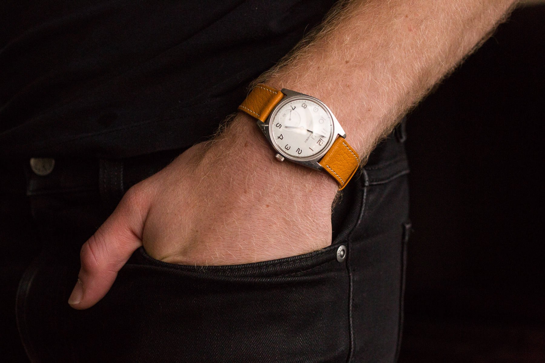Universal Genève Ferrovie dello Stato "FS" on wrist, hand in pocket