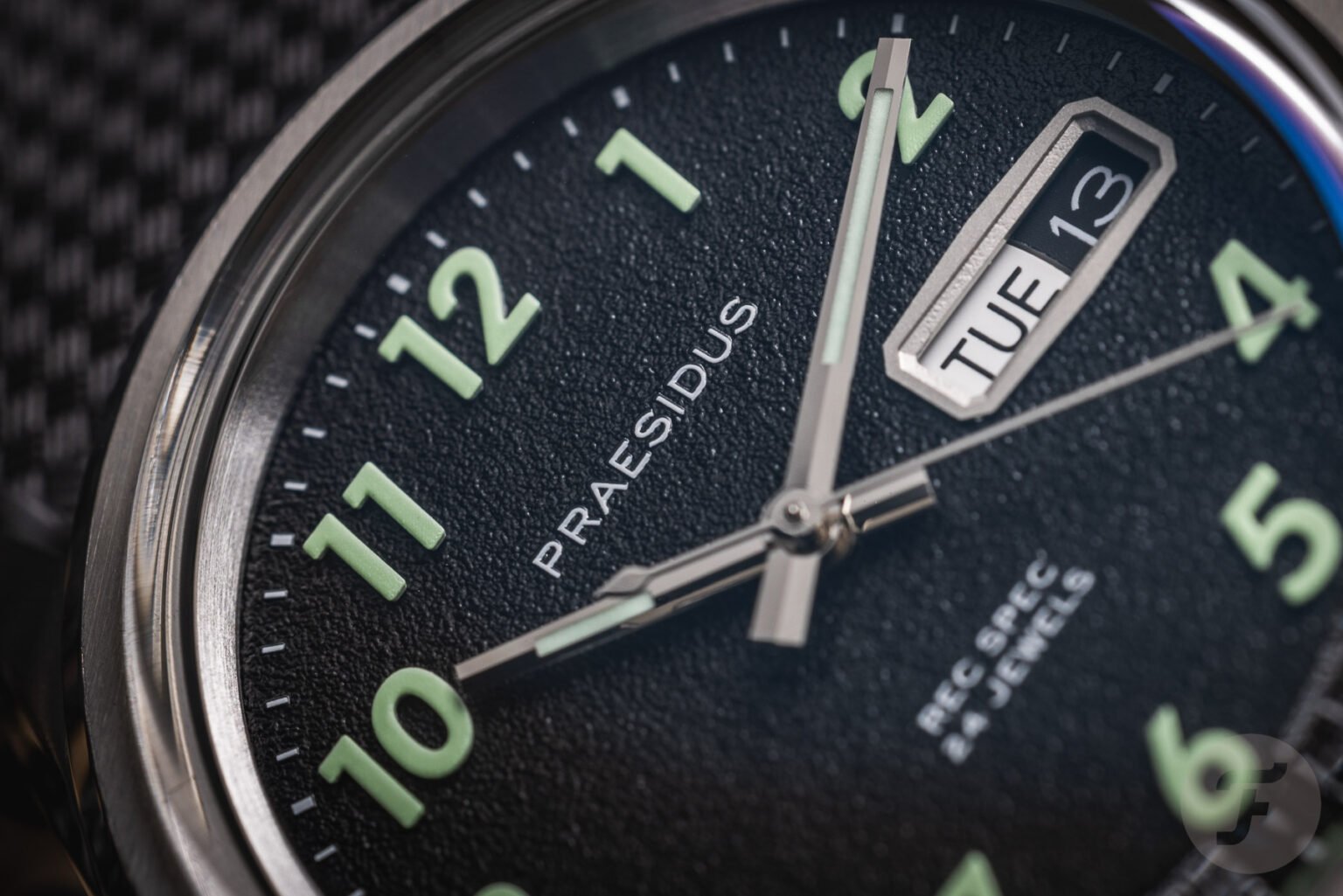 Montre Praesidus Rec Spec OG Popcorn - Automatique Acier Brossé, Bracelet Noir Silicone - 38mm