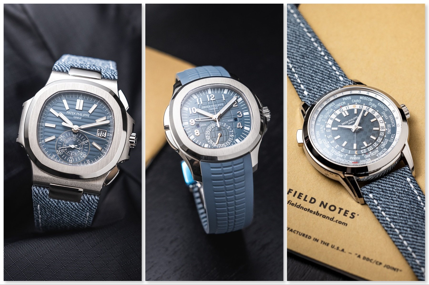 Slipping On The Double-Denim Patek Philippe Duo  World Time Date 5330G And Nautilus Self-Winding Chronograph 5980/60G