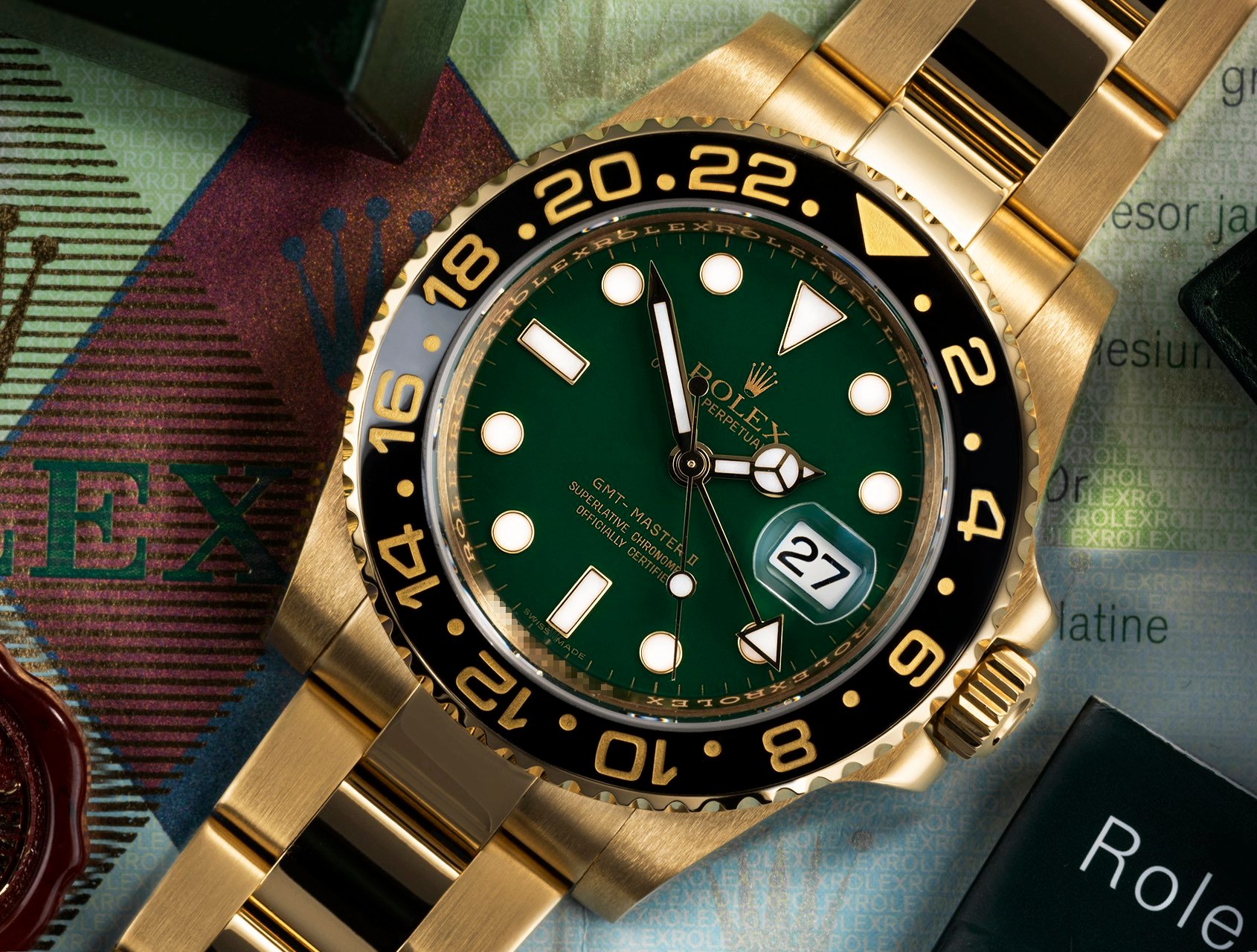 pre-owned full-gold Rolex GMT-Master II ref. 116718