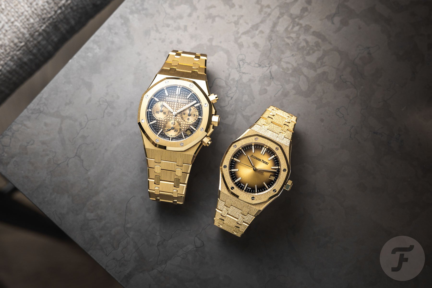 Taking A Bite Of The Audemars Piguet Royal Oak Selfwinding Chronograph And Frosted Gold Selfwinding With Their Crème Brûlée Dials