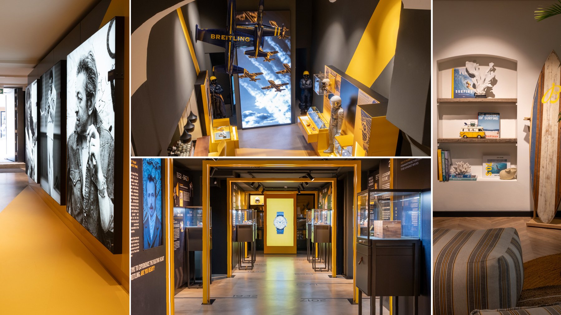 Breitling pop-up museum in Zurich collage
