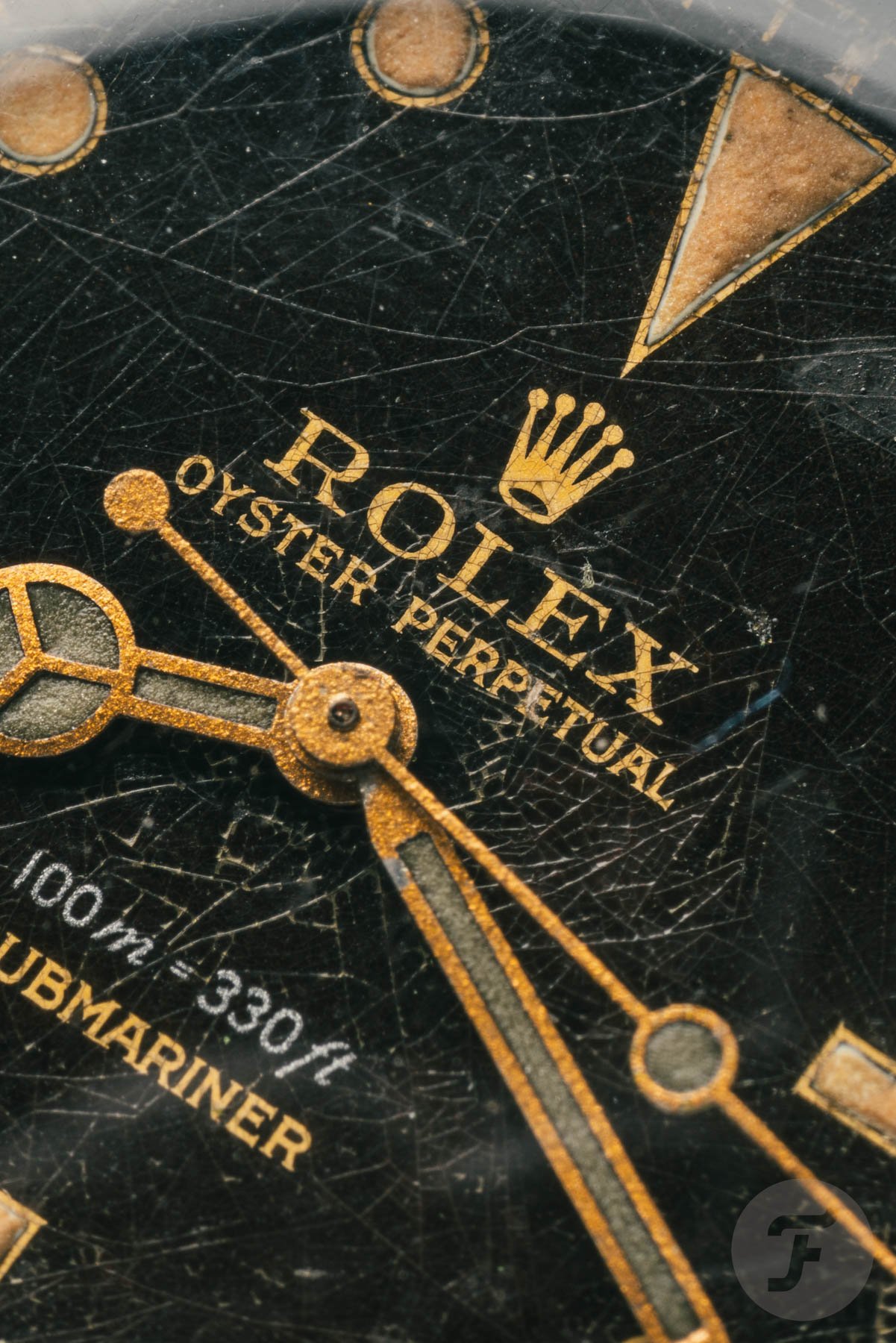 vintage Rolex Submariner 5508 dial macro shot