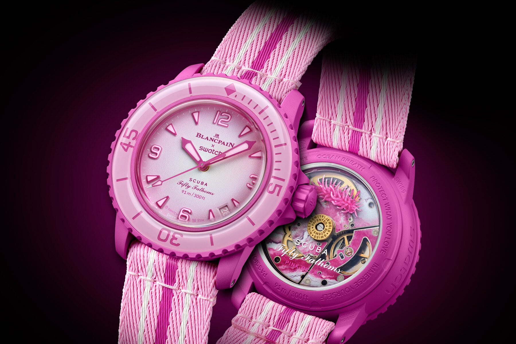 Hot Take: Living “La Vie En Rose” With The New Blancpain × Swatch Scuba Fifty Fathoms Pink Ocean