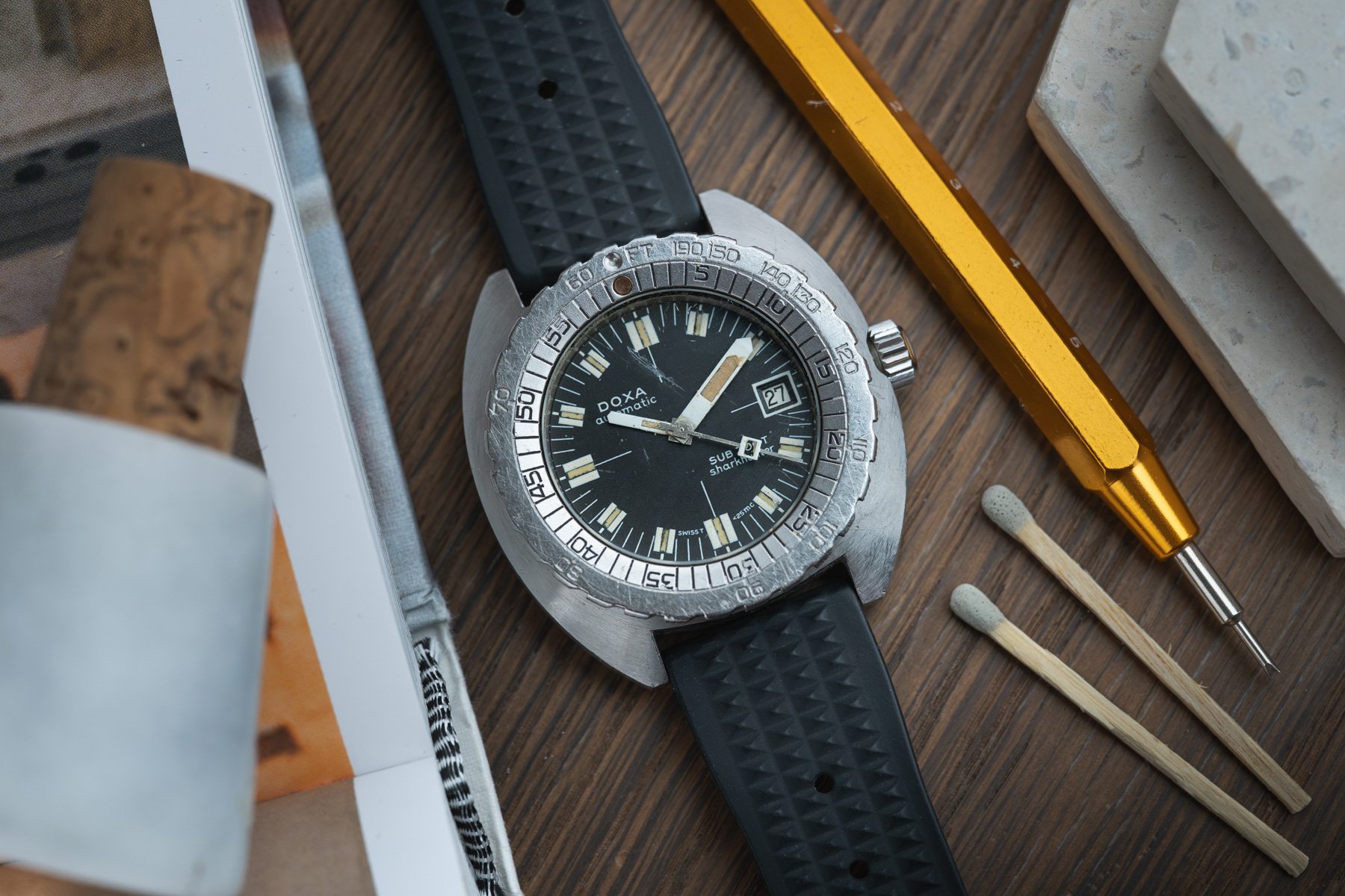 Doxa Sub 300T Sharkhunter flat-lay
