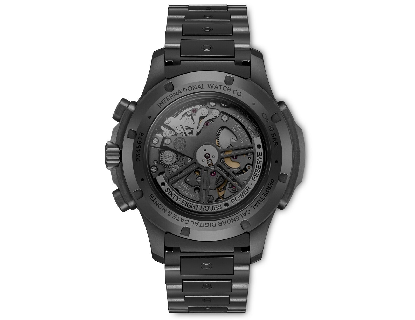 Pilot’s Watch Performance Chronograph Perpetual Calendar Digital Date-Month ref. IW388801 case back and movement