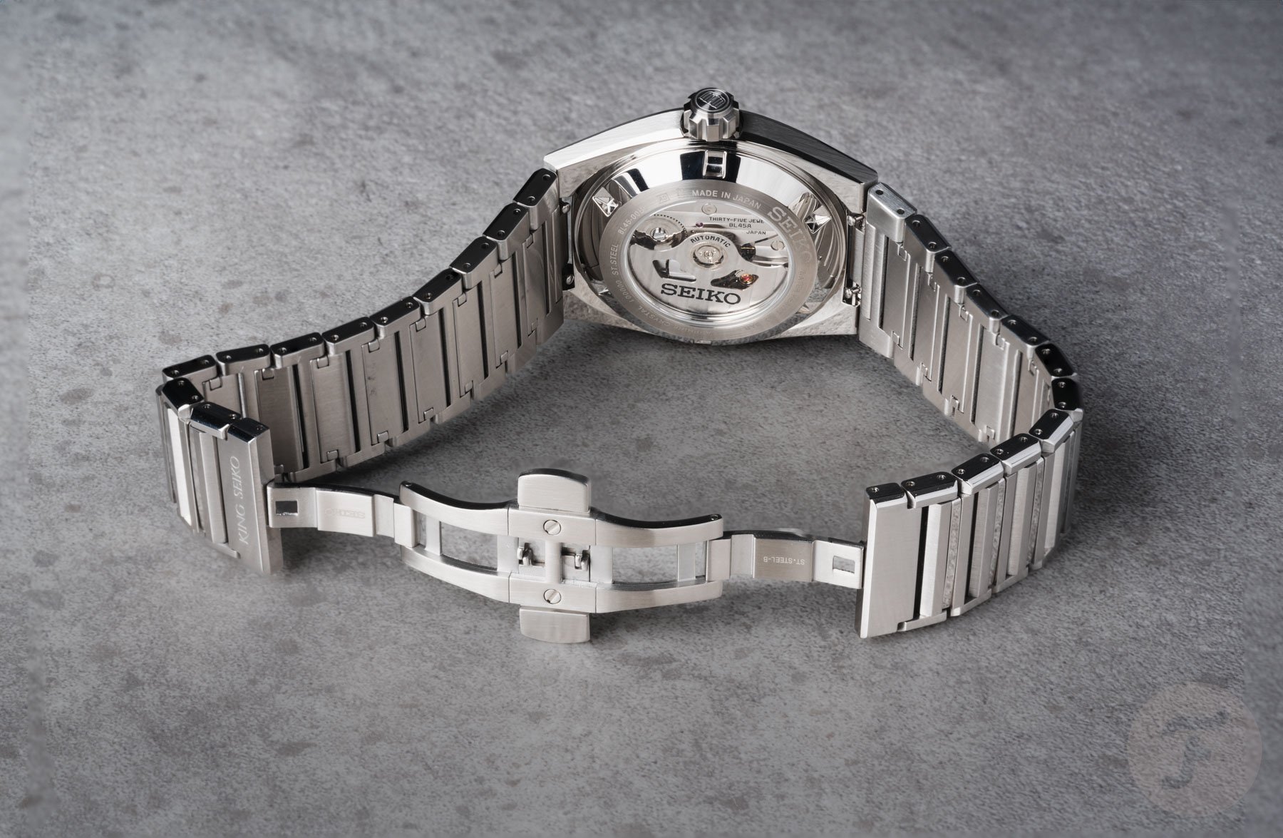 King Seiko Vanac rear view, clasp open