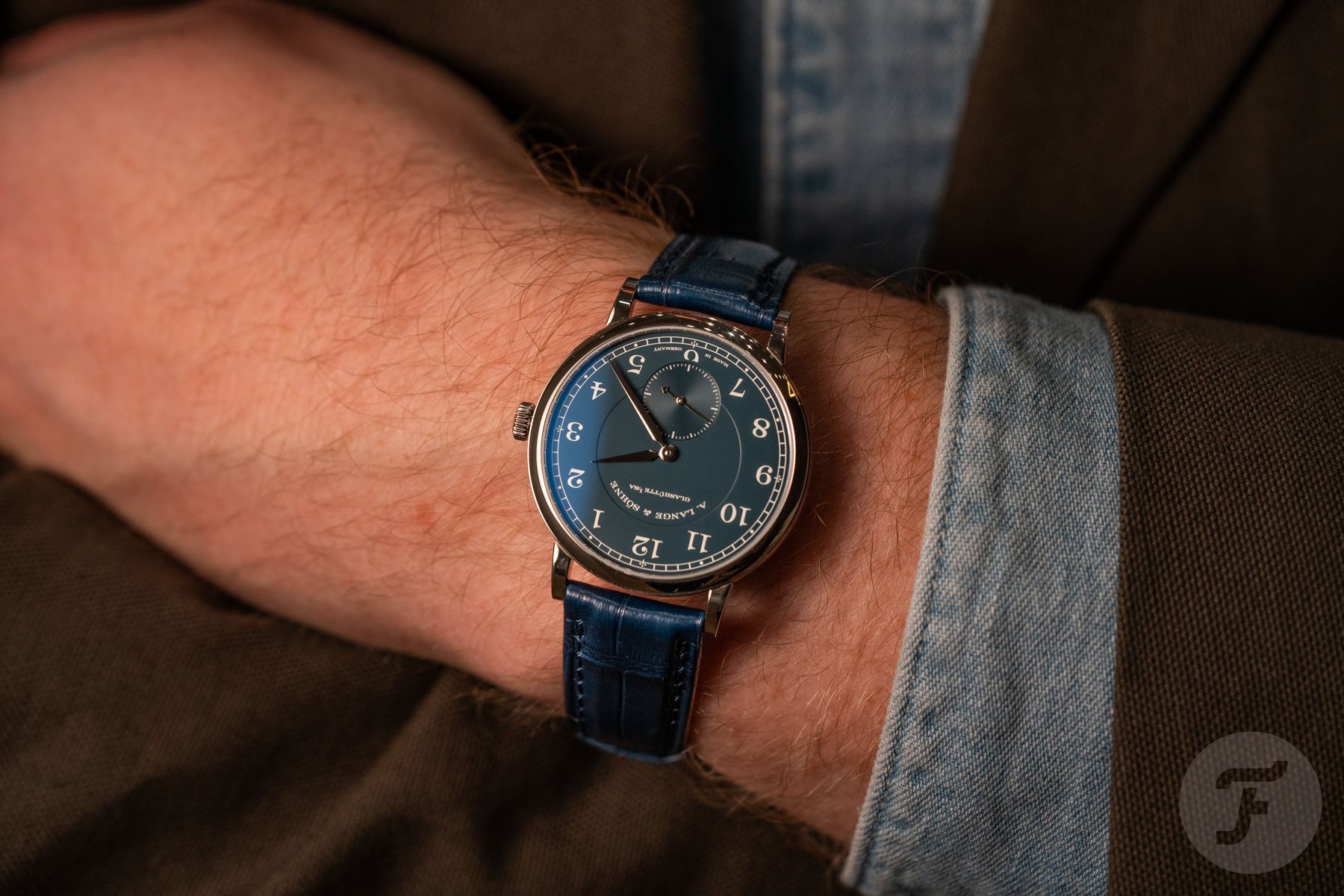 34mm white gold A. Lange & Söhne 1815 on wrist