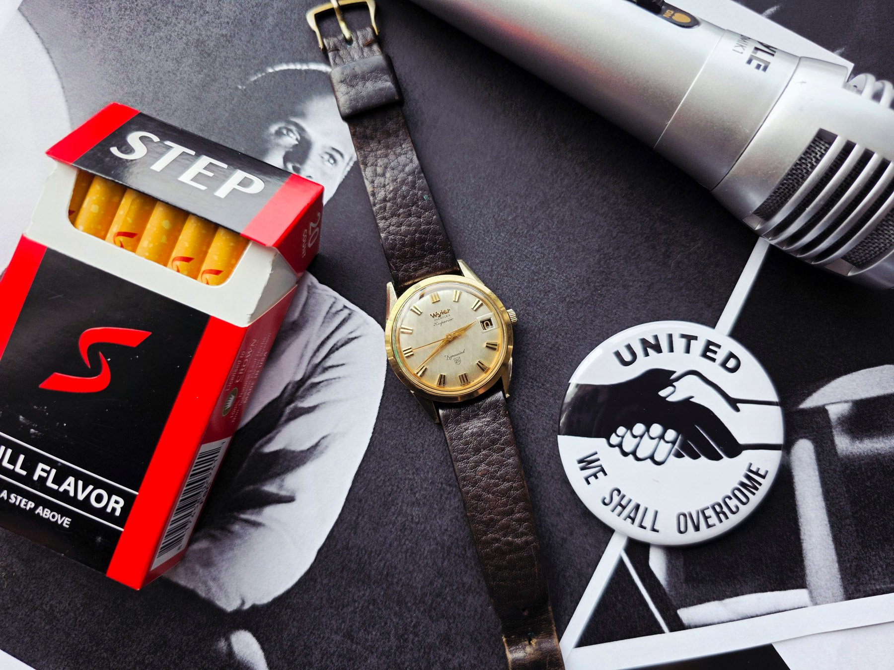 Harry Belafonte's Wyler Watch flat-lay