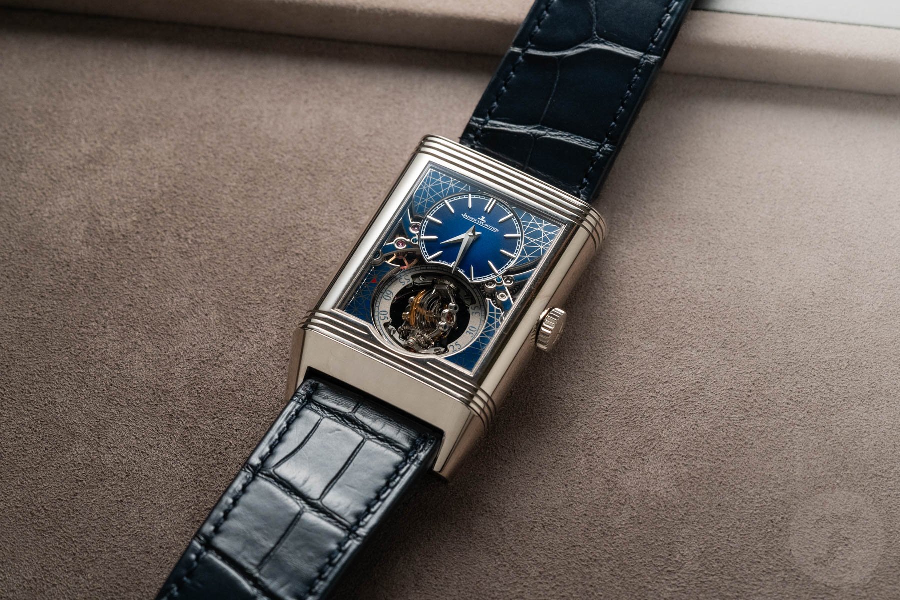 Jaeger-LeCoultre Reverso Hybris Artistica Calibre 179 flat on tray