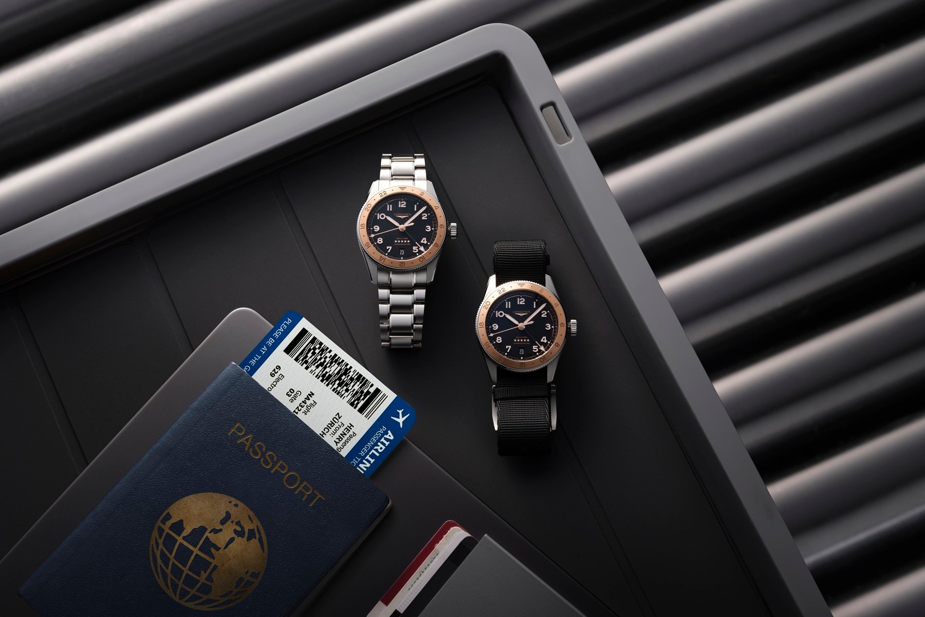 Two versions of the 2025 Longines Spirit Zulu Time 1925